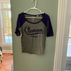 Clemson Tigers Women's Gray and Purple Top